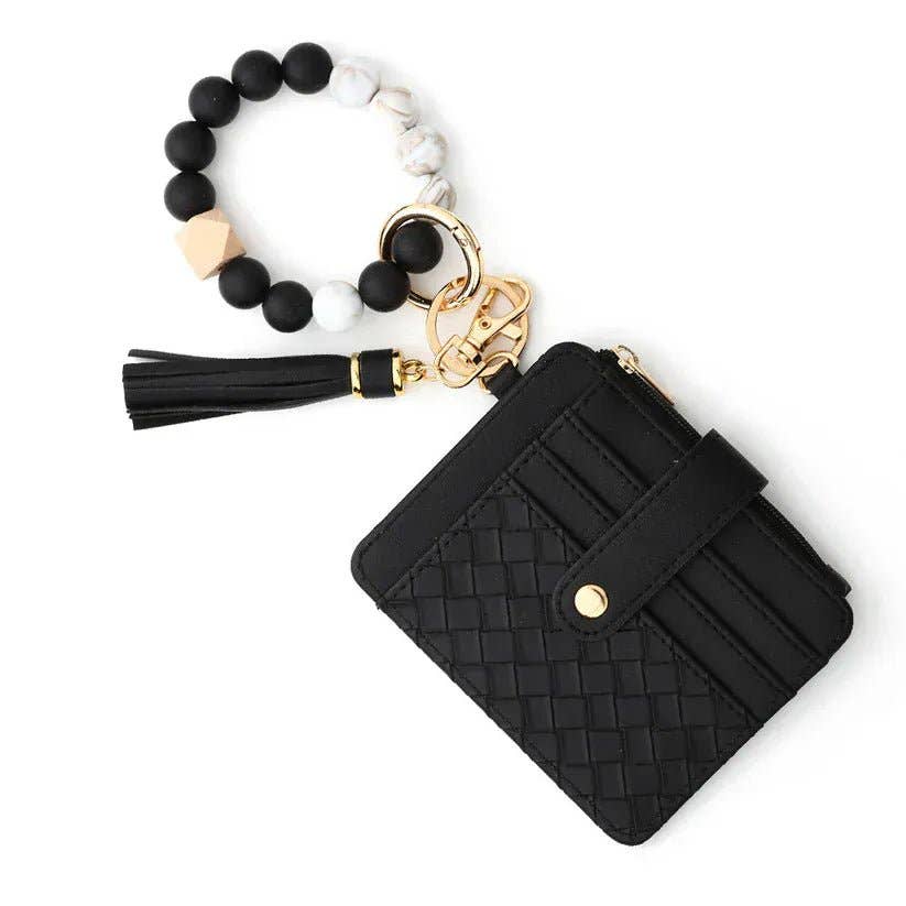BB139x205 Nina Quilted Beaded Keychain Bracelet Wallet