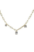18K Gold Chain with Clear Rhinestone 16"-18" Necklace