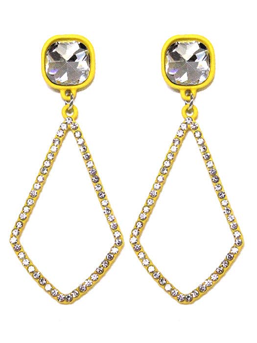 VE2891 Iridescent Post Rhinestone Kite Earrings