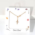 CZ Cross Lariat 16"-18" Necklace