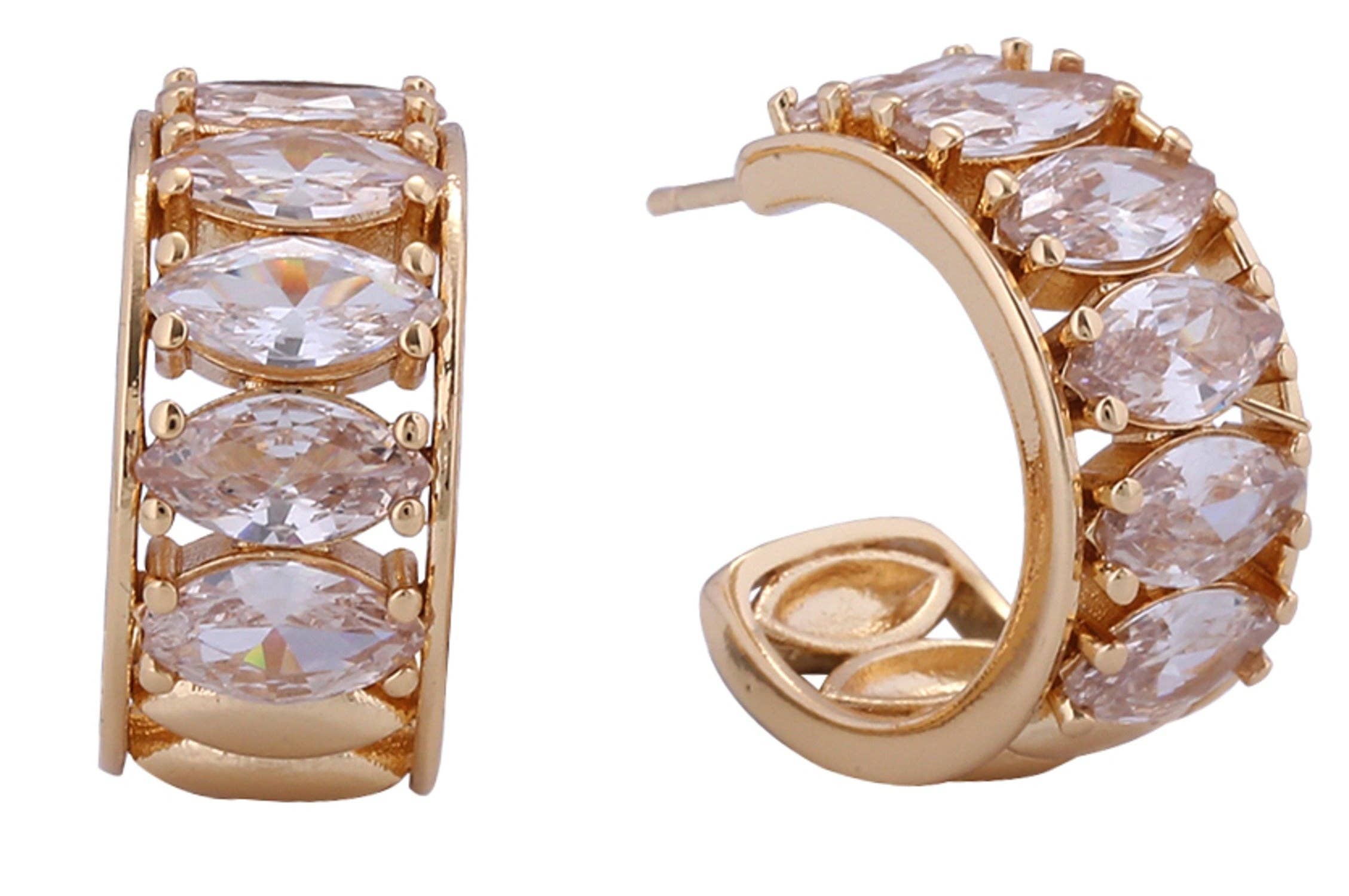 SJE311086 !$K Dipped Marquise Cut CZ Post Earrings
