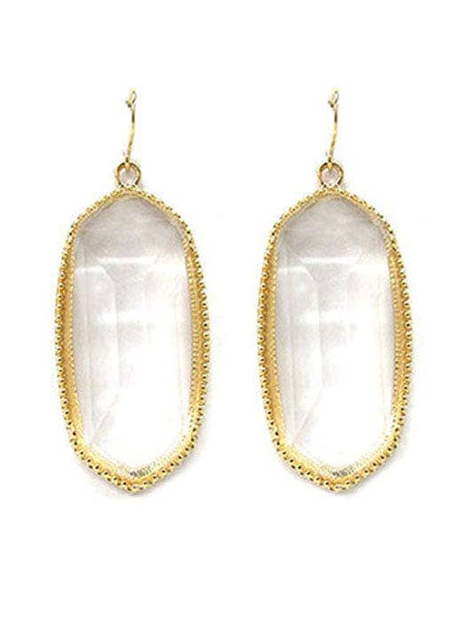VE0709 Cressida Large Oval Hexagon Drop Earrings