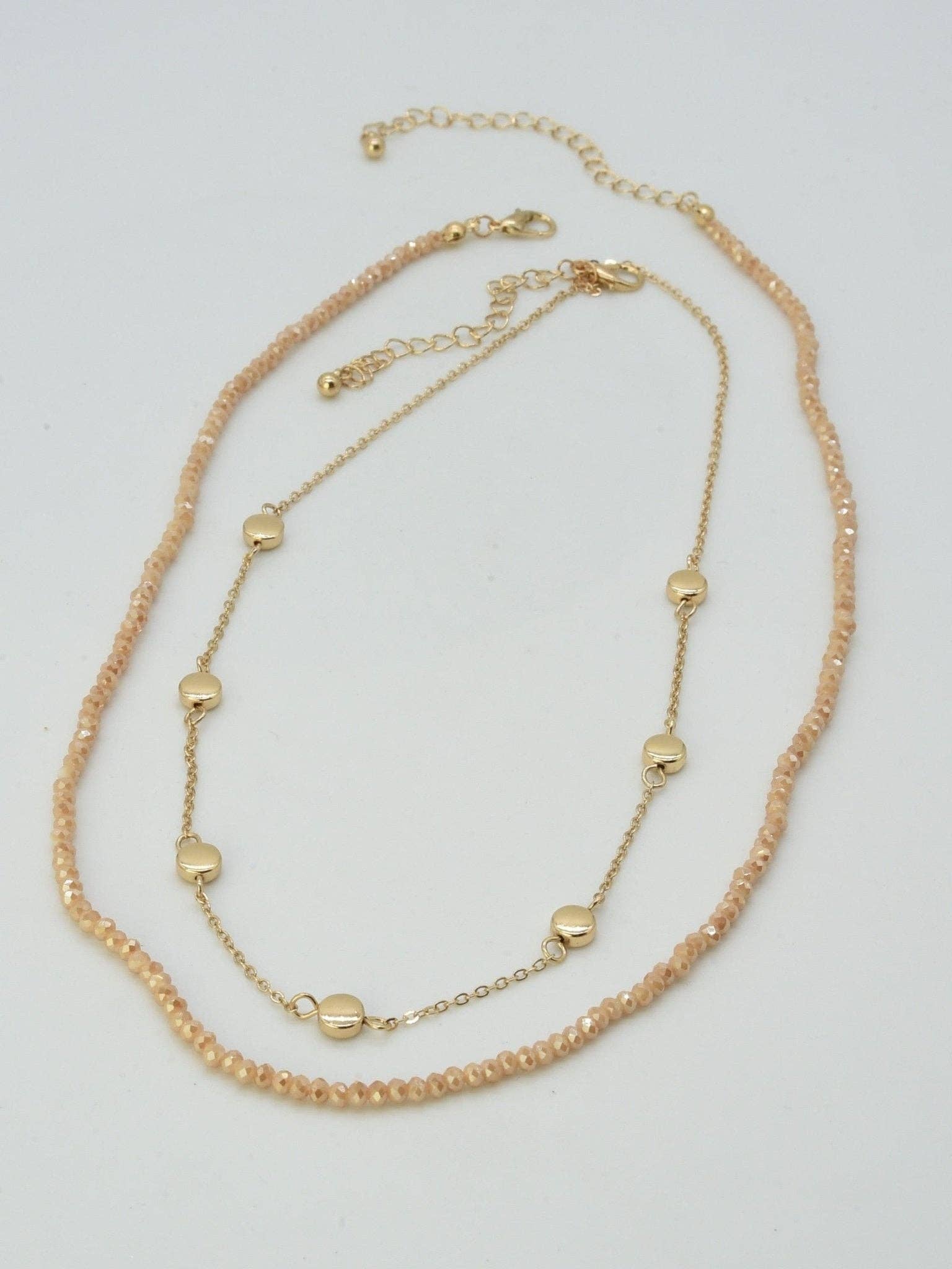 CN4404 2 Piece Chain and Glass Bead Necklace