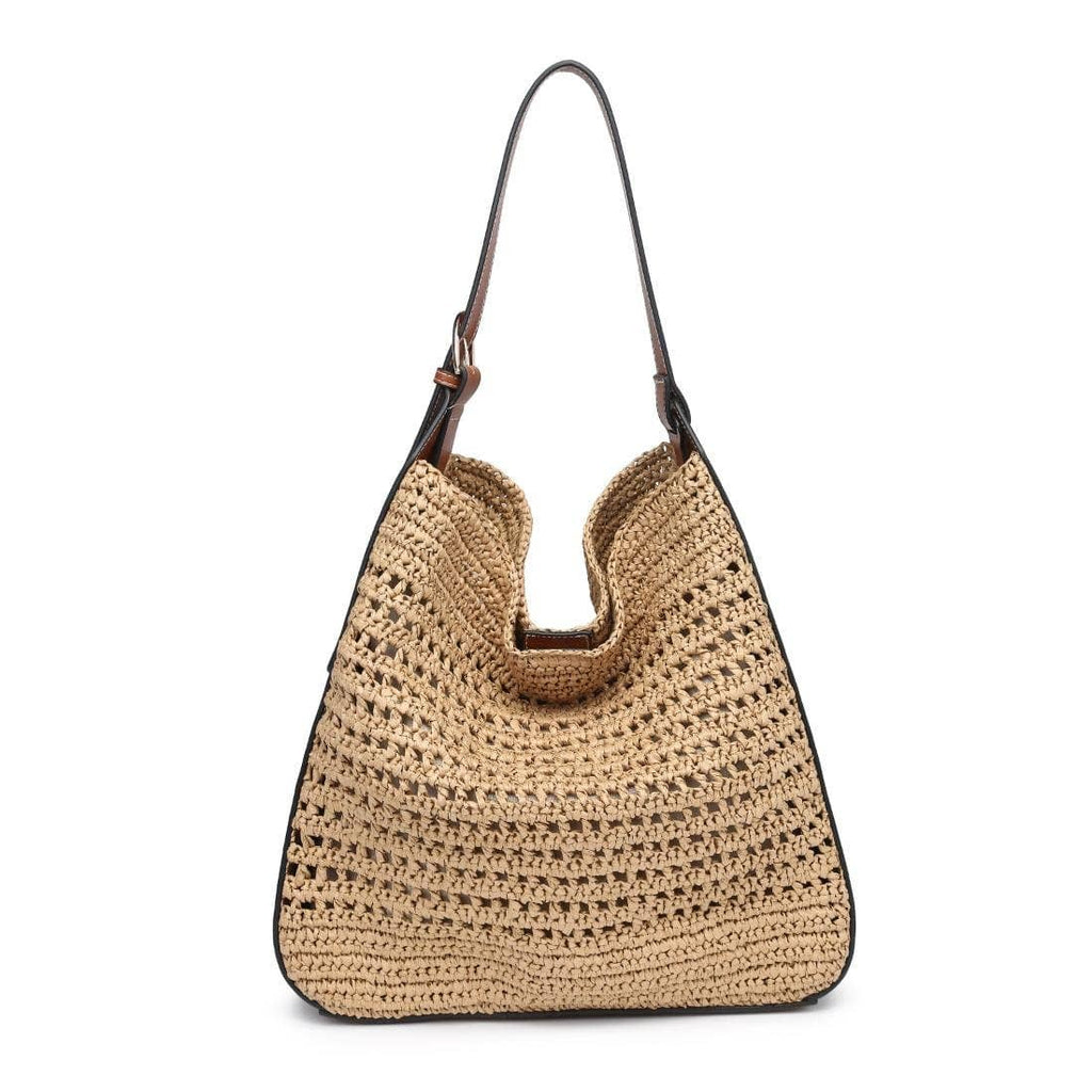 36007ML 2 in 1 Savannah Straw Hobo Tote Bag With Pouch