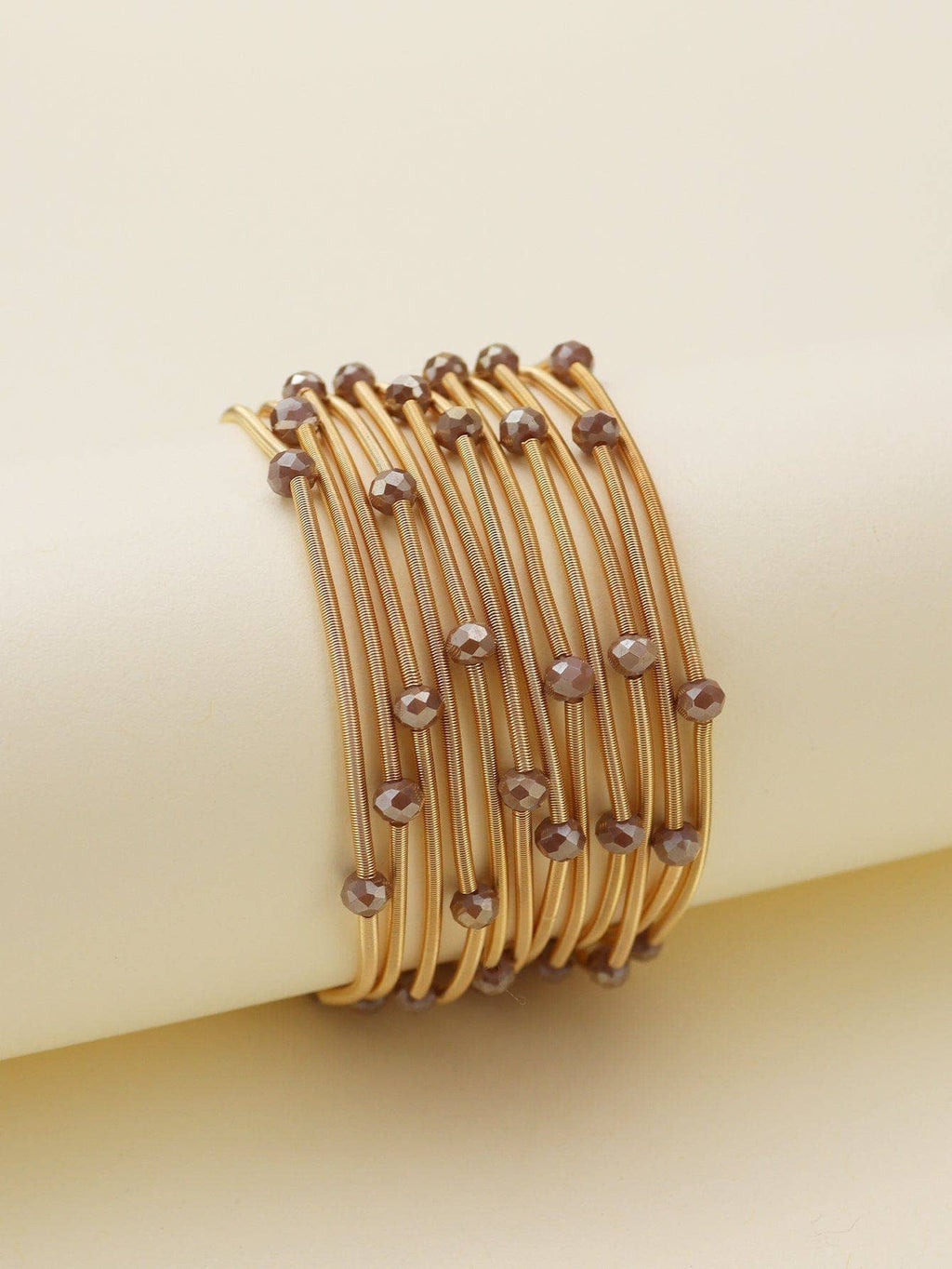 CB2176Rhinestone Beads and Coil Stretch Jewelry Bracelet Set