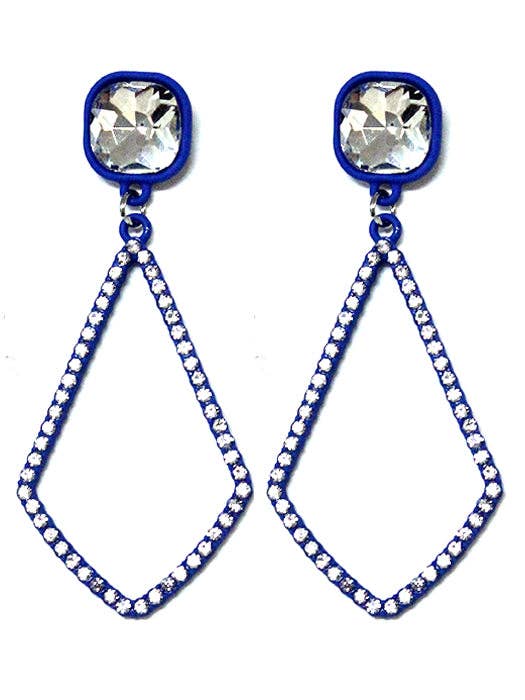 VE2891 Iridescent Post Rhinestone Kite Earrings