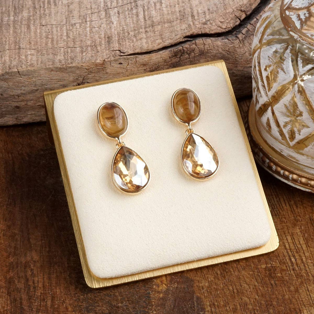 Moonlit Grace – Classic Teardrop Jeweled Statement Earrings