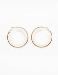 Natural Cream Acrylic Hoop with Gold Accent 1.5" Earring