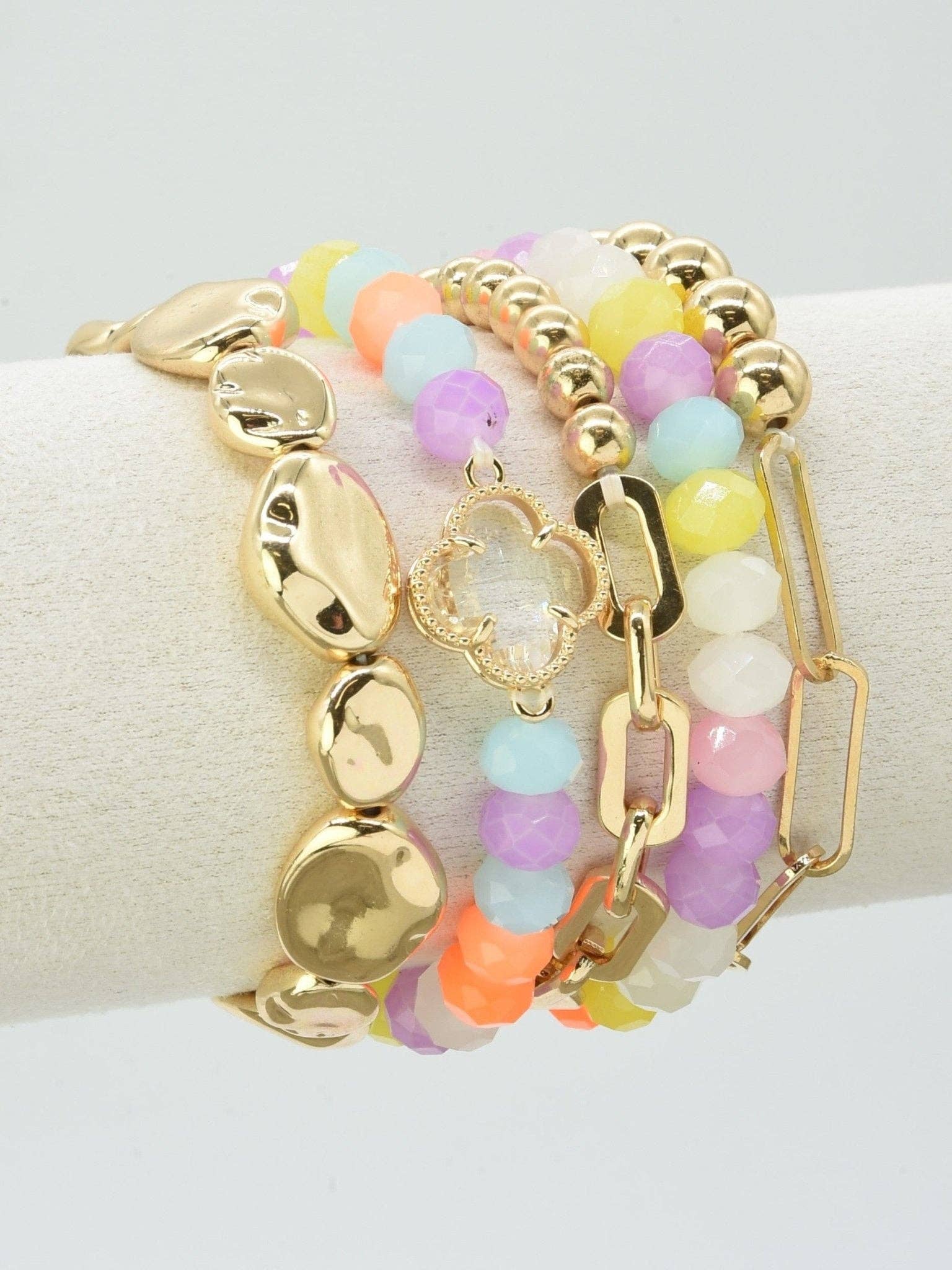 Beaded Clover Accent Jewelry Set Bracelet