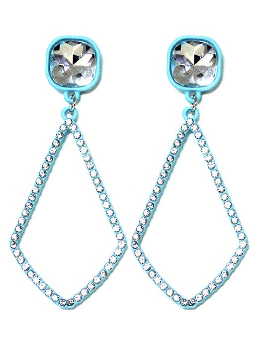 VE2891 Iridescent Post Rhinestone Kite Earrings