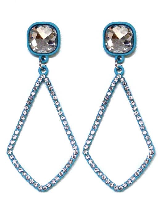 VE2891 Iridescent Post Rhinestone Kite Earrings