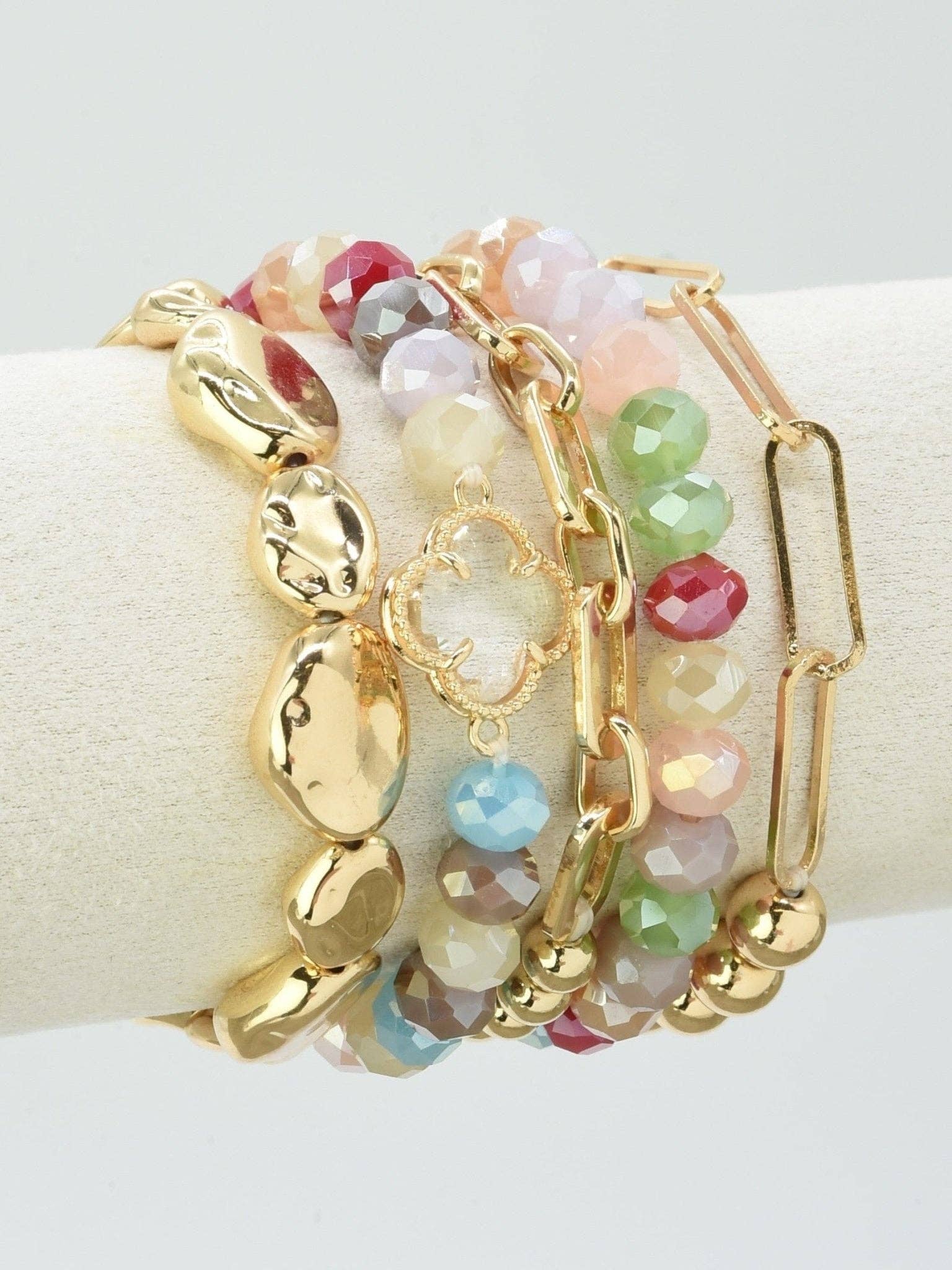 Beaded Clover Accent Jewelry Set Bracelet