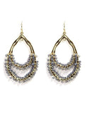 SE7163 Double Tear Drop Bead Detail Earrings