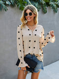 SZ1-TP3171 Pom Detail Button Long Sleeve Blouse