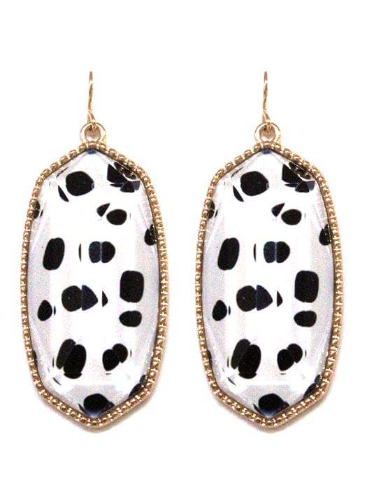 VE0709 Cressida Large Oval Hexagon Drop Earrings