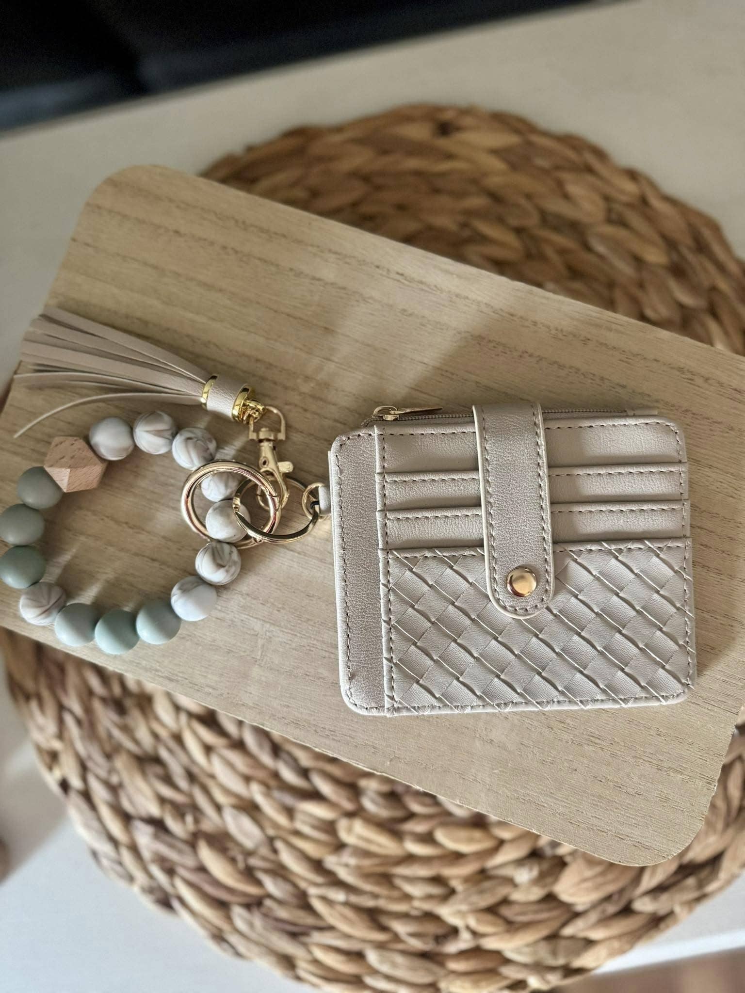 BB139x205 Nina Quilted Beaded Keychain Bracelet Wallet