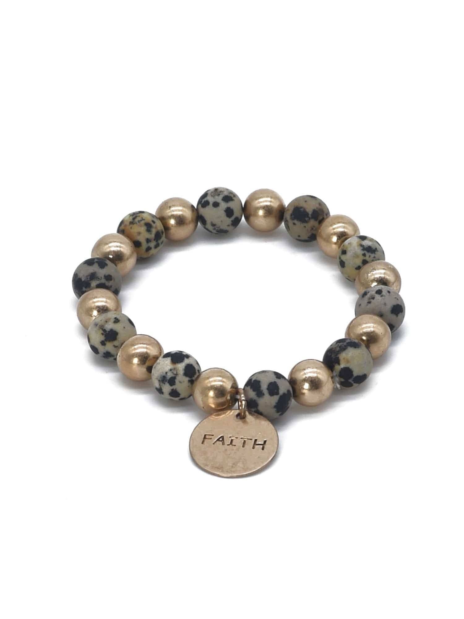 Faith Charm Semi Precious Charm Bracelet