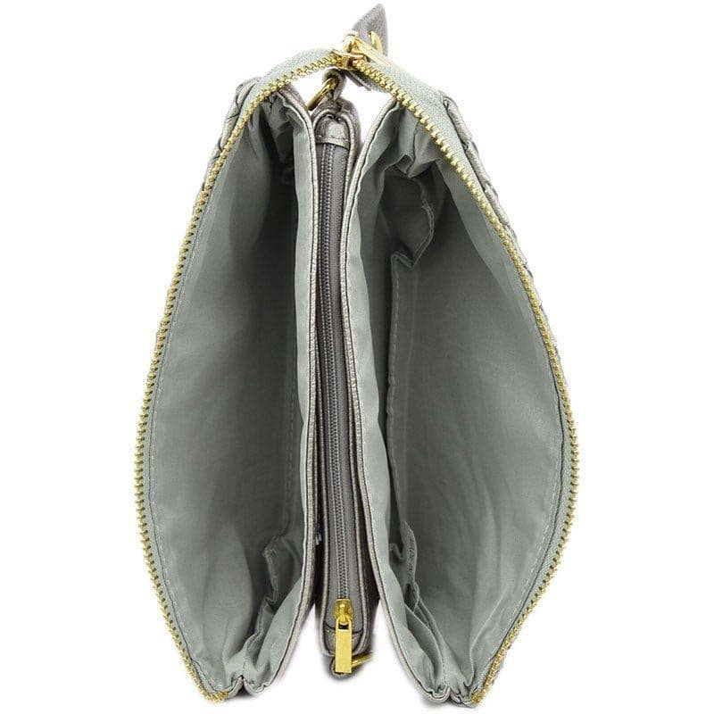 7050 Kathy Woven Three Compartment Clutch/Crossbody Bag
