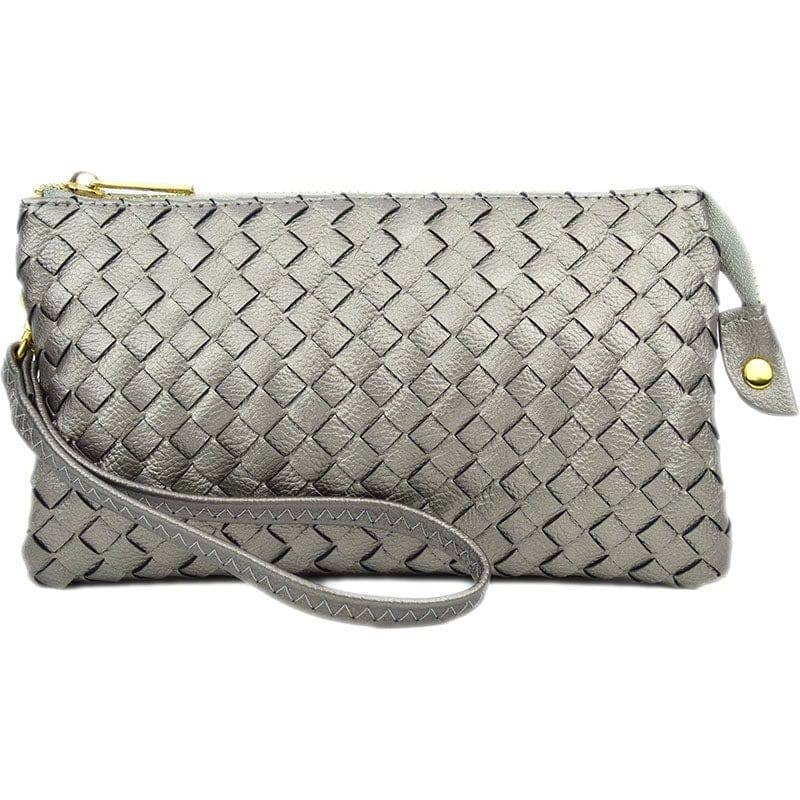 7050 Kathy Woven Three Compartment Clutch/Crossbody Bag