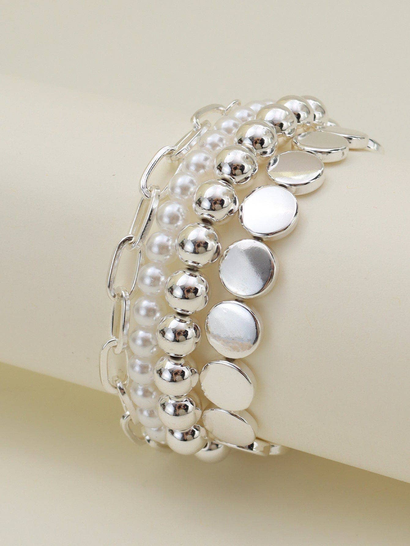 Multi Pearl Chain Bracelet Jewelry Set