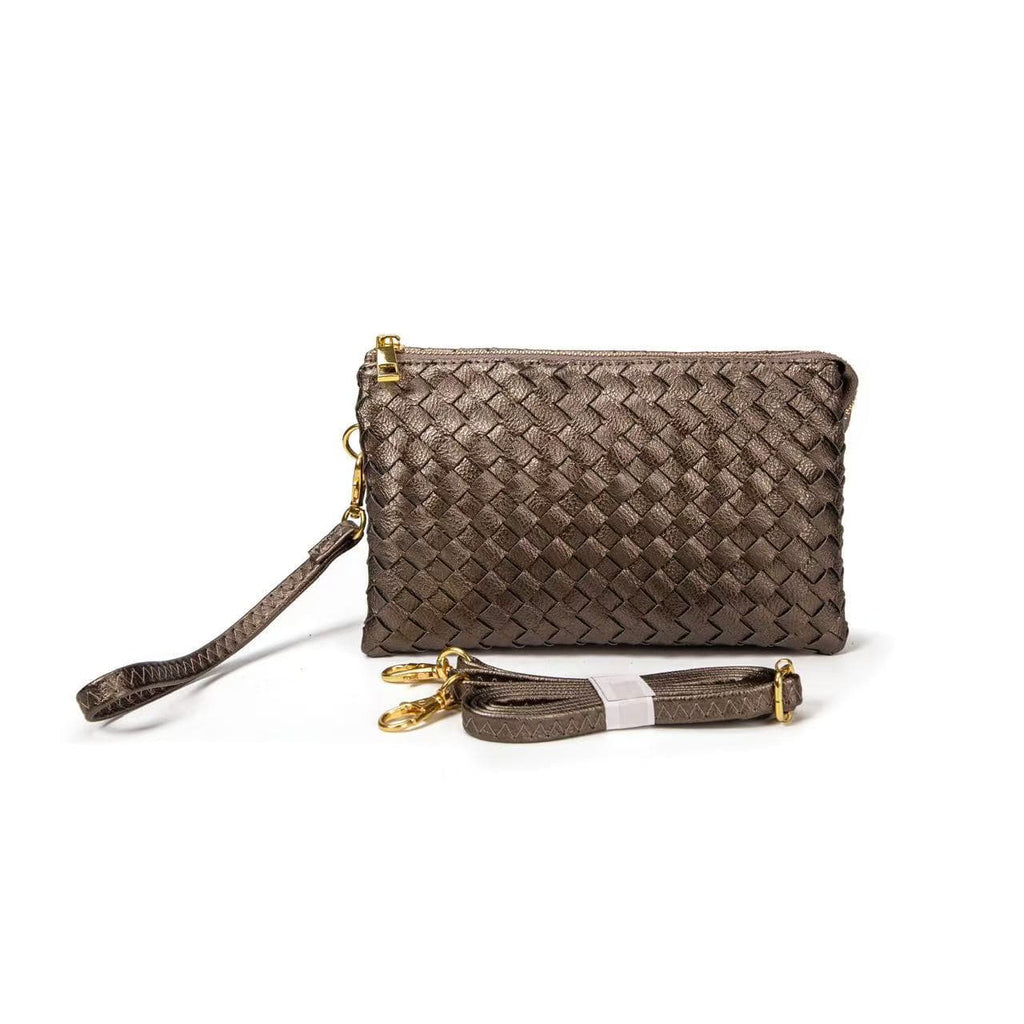 7050 Kathy Woven Three Compartment Clutch/Crossbody Bag