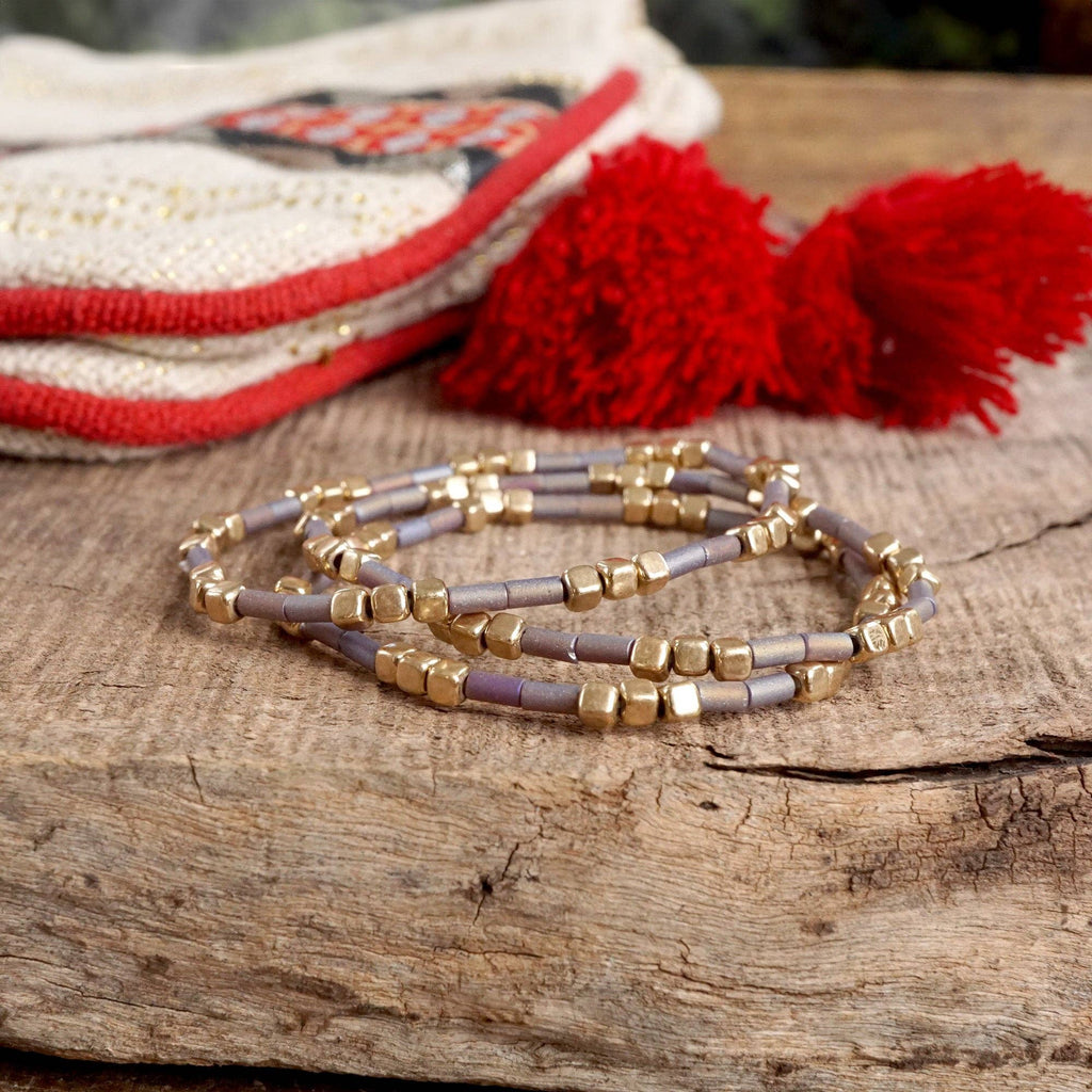 Layered Colorful and Gold Beaded Bracelets Sets