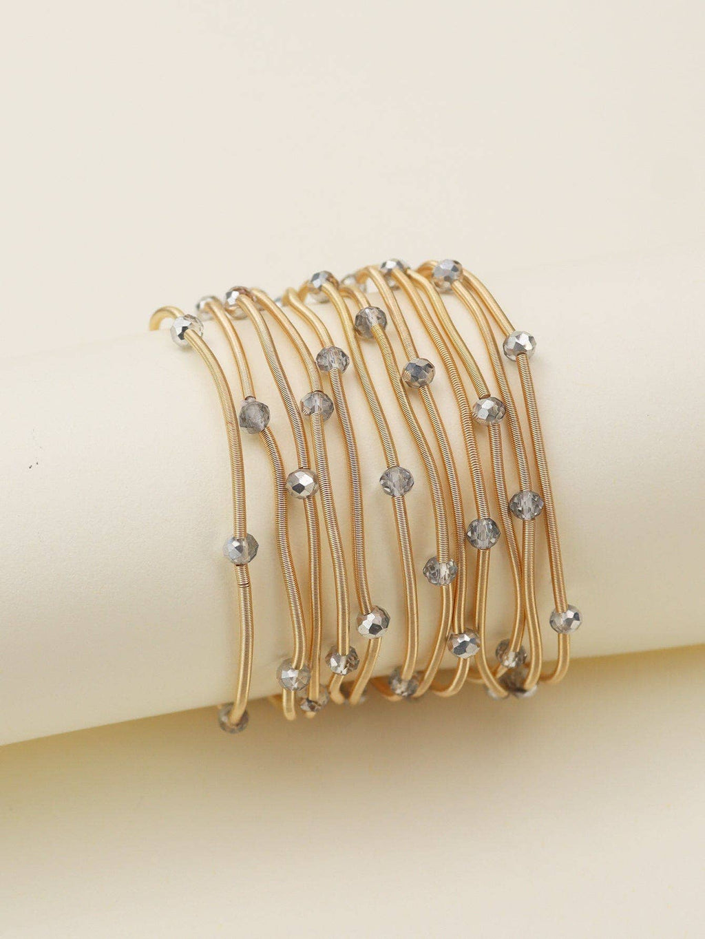 CB2176Rhinestone Beads and Coil Stretch Jewelry Bracelet Set