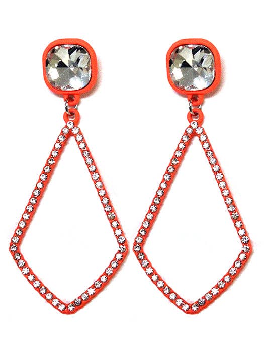 VE2891 Iridescent Post Rhinestone Kite Earrings