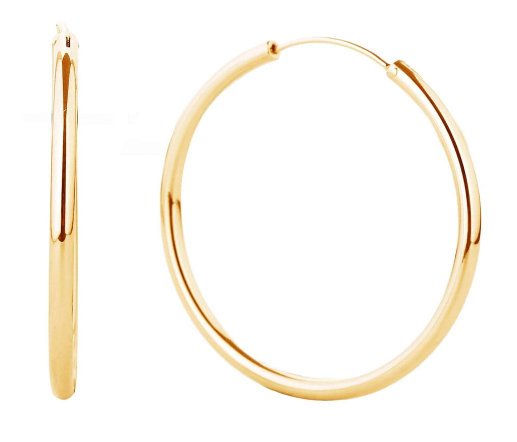 14K Gold Metal Endless Hoop Earrings