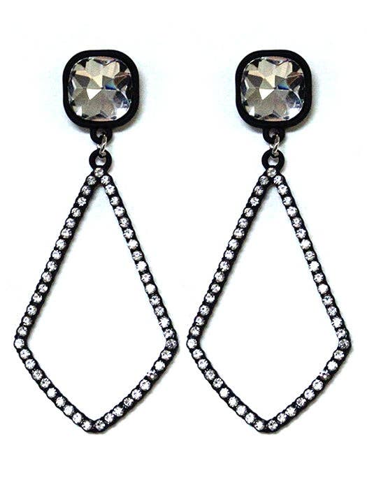 VE2891 Iridescent Post Rhinestone Kite Earrings