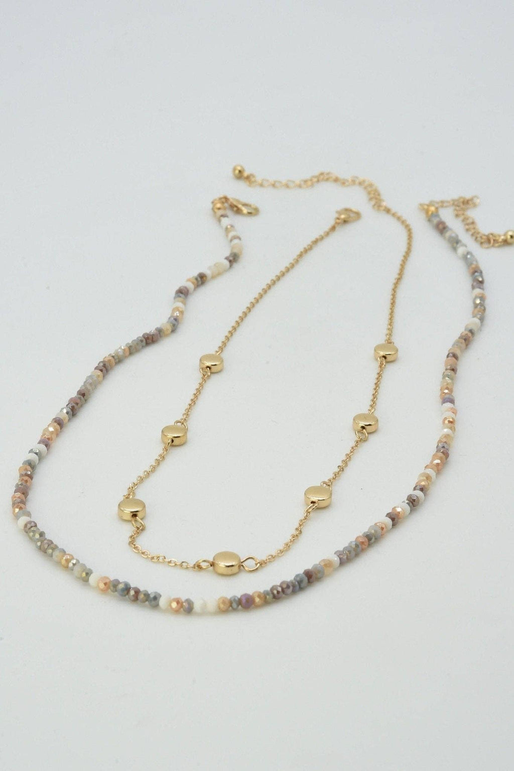 CN4404 2 Piece Chain and Glass Bead Necklace