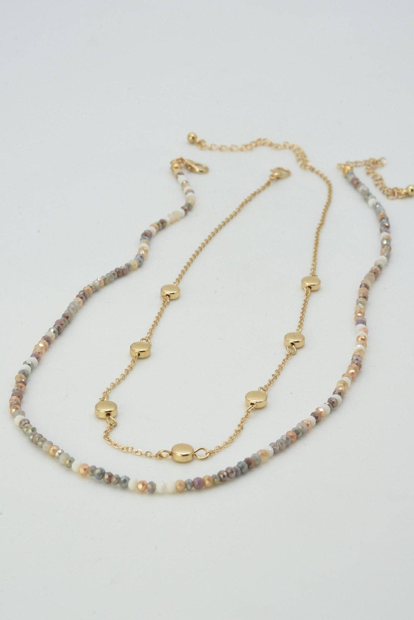 CN4404 2 Piece Chain and Glass Bead Necklace