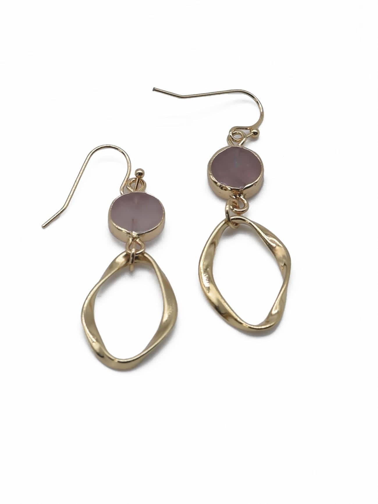 Semi Precious Stone Dangle Earrings