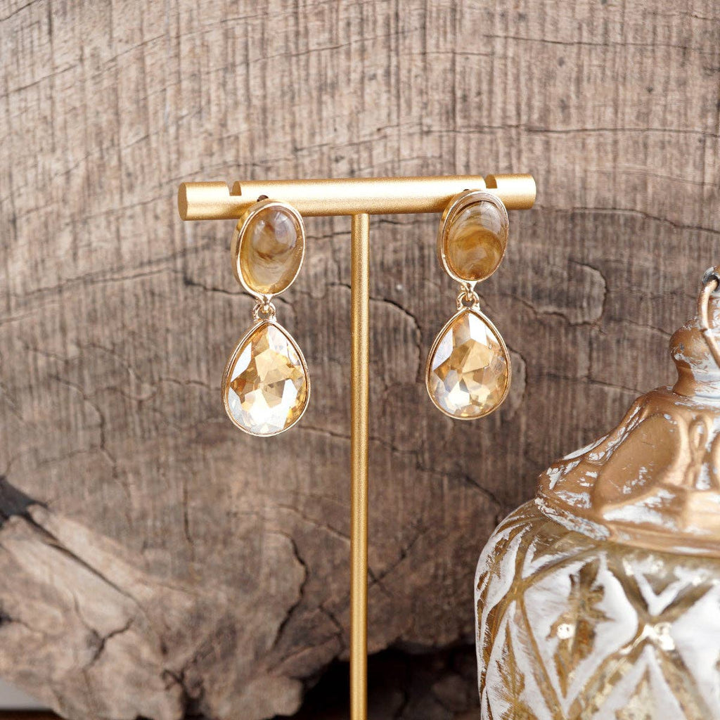 Moonlit Grace – Classic Teardrop Jeweled Statement Earrings