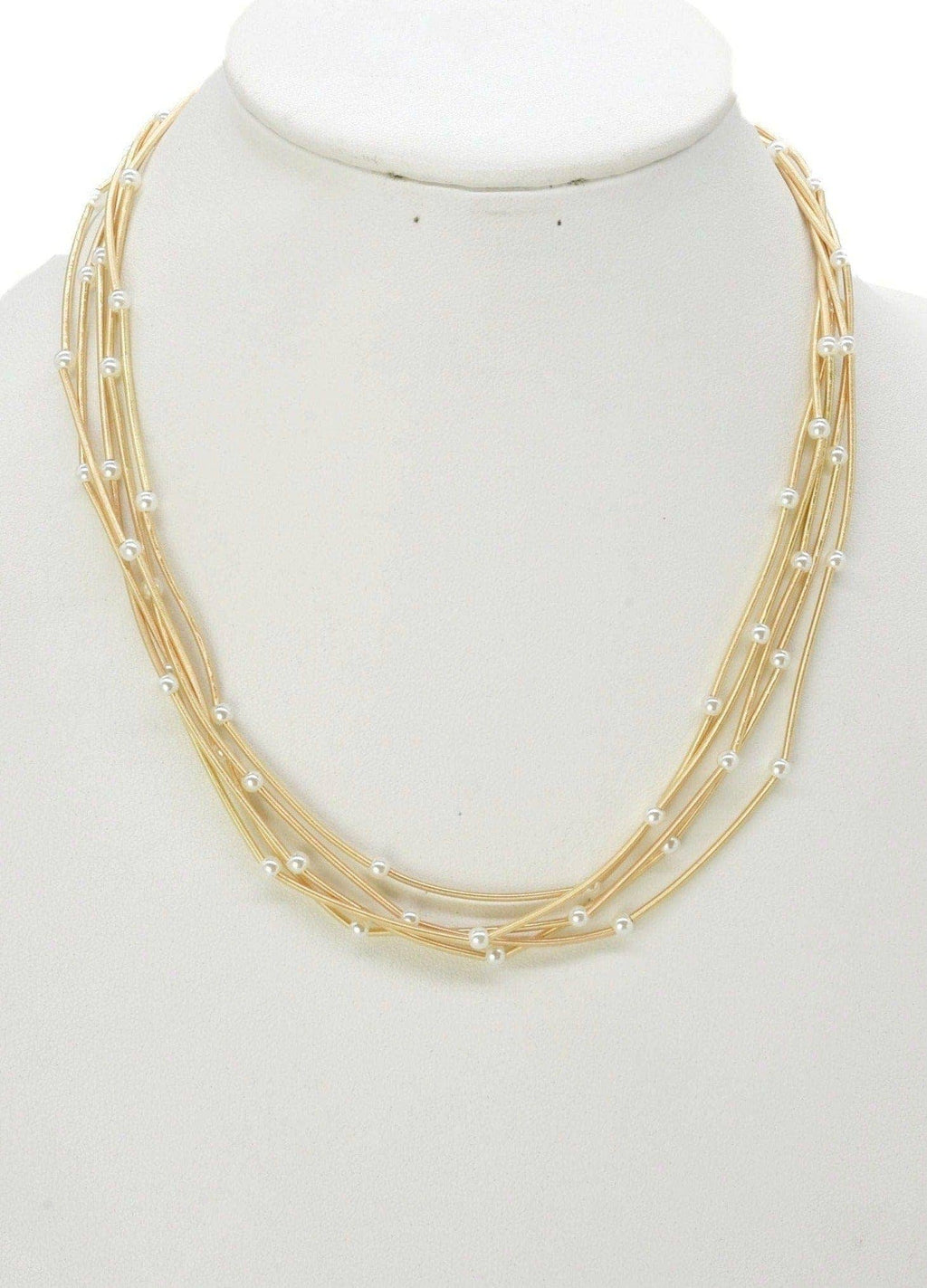 Elegant Multi Strand Pearl Beaded Necklace