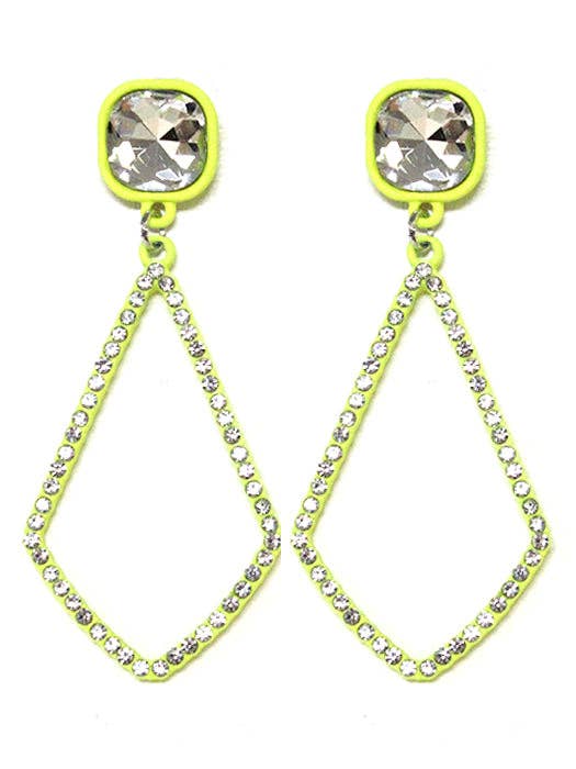 VE2891 Iridescent Post Rhinestone Kite Earrings