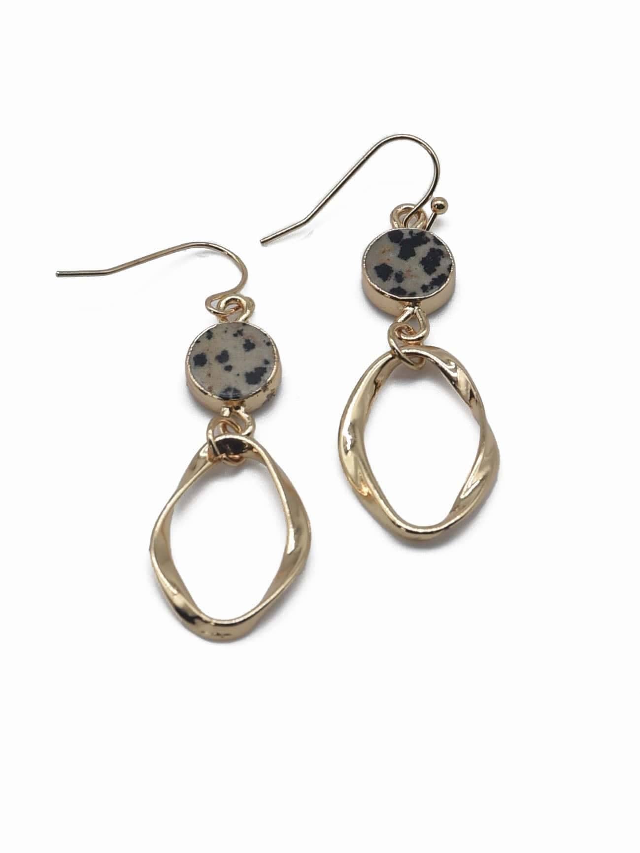 Semi Precious Stone Dangle Earrings