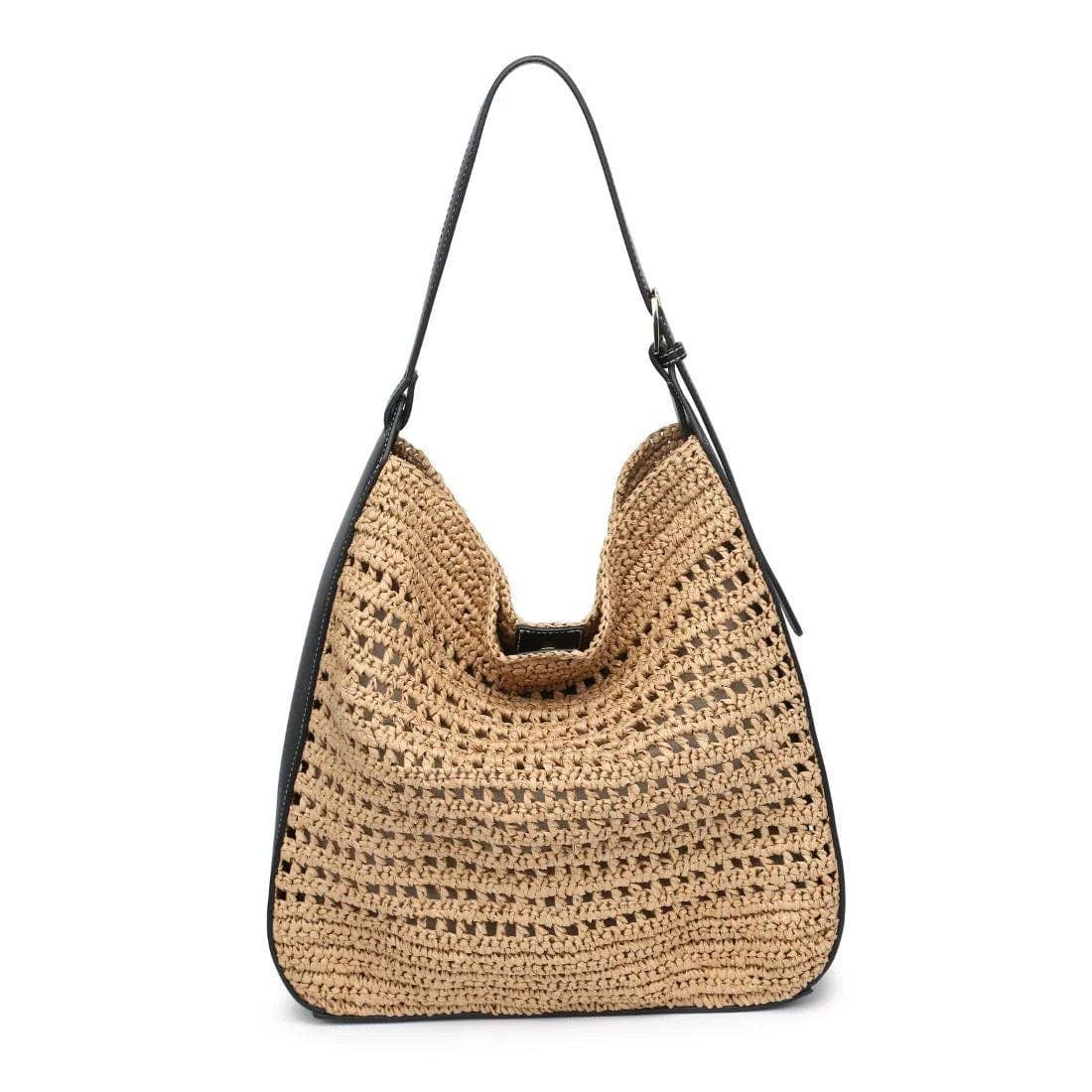 36007ML 2 in 1 Savannah Straw Hobo Tote Bag With Pouch