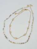 CN4404 2 Piece Chain and Glass Bead Necklace
