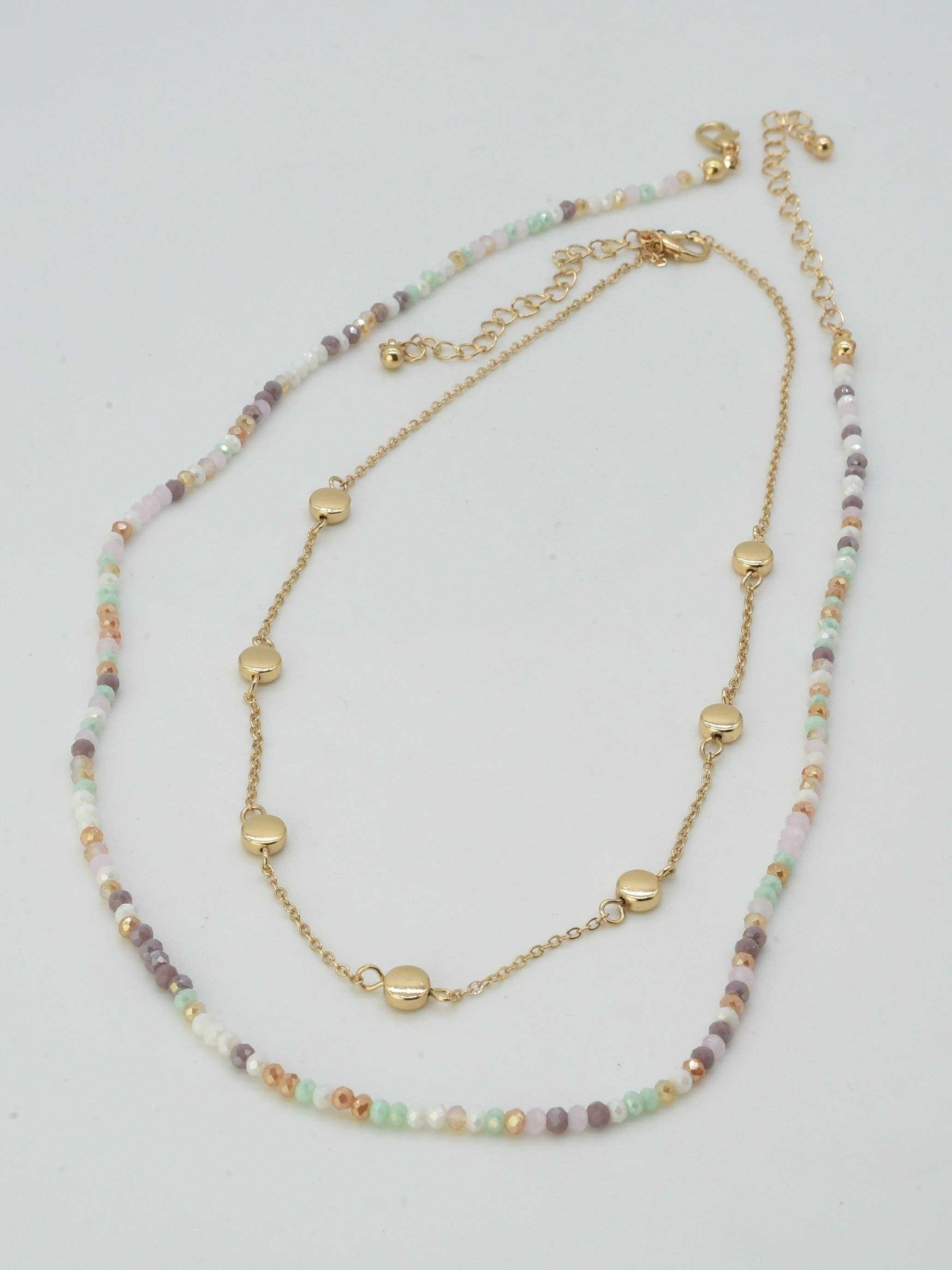 CN4404 2 Piece Chain and Glass Bead Necklace