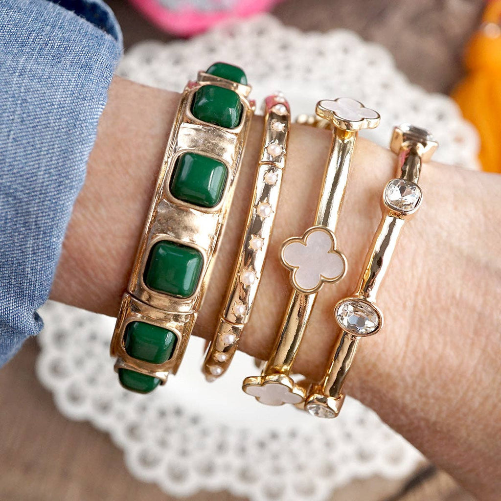 Eternal Glow – Eternity Stretchy Bangle with Cabochons or Pearls