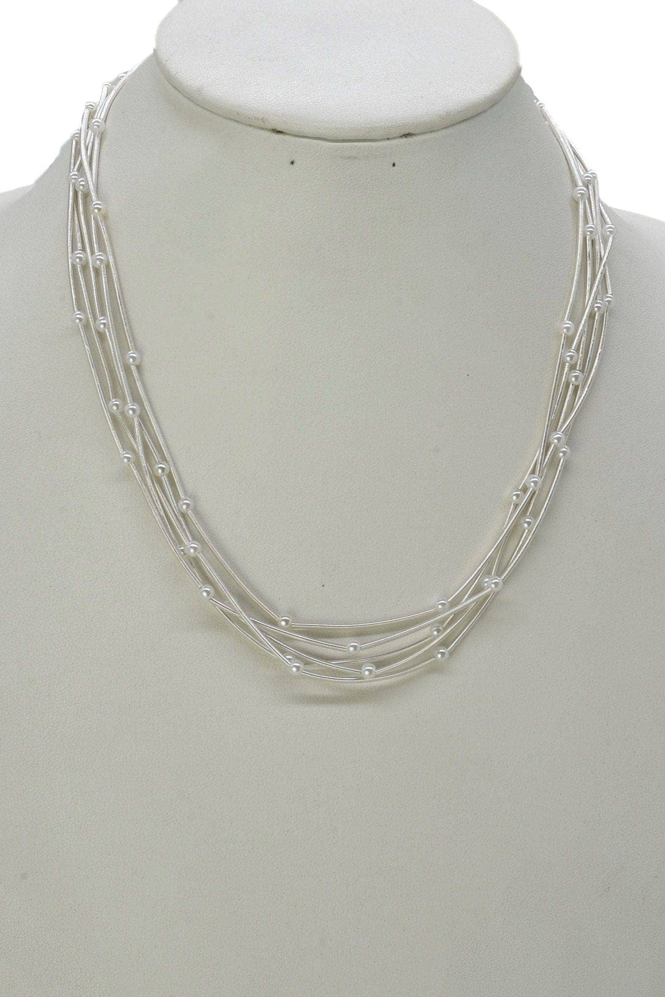 Elegant Multi Strand Pearl Beaded Necklace