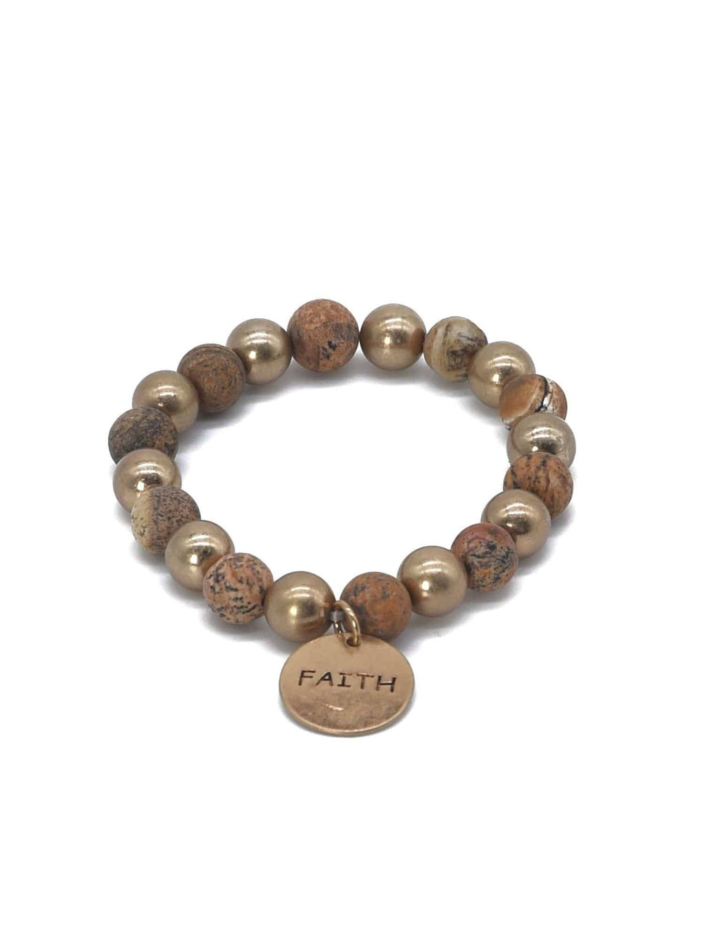 Faith Charm Semi Precious Charm Bracelet