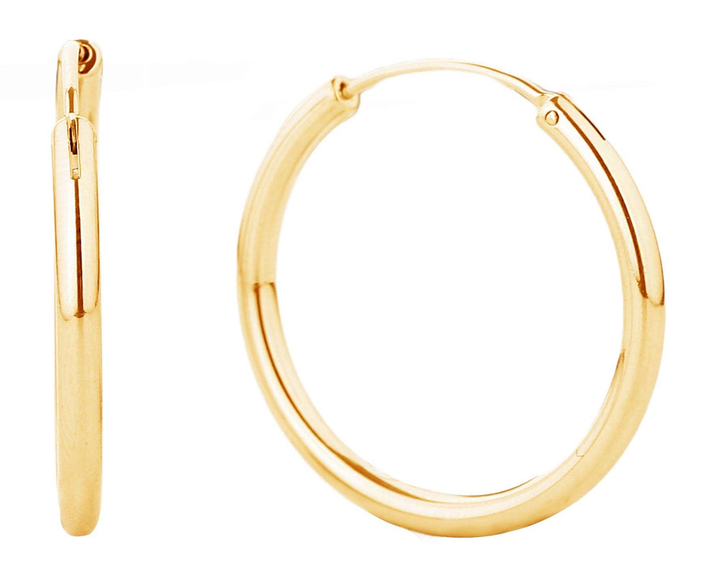 14K Gold Metal Endless Hoop Earrings