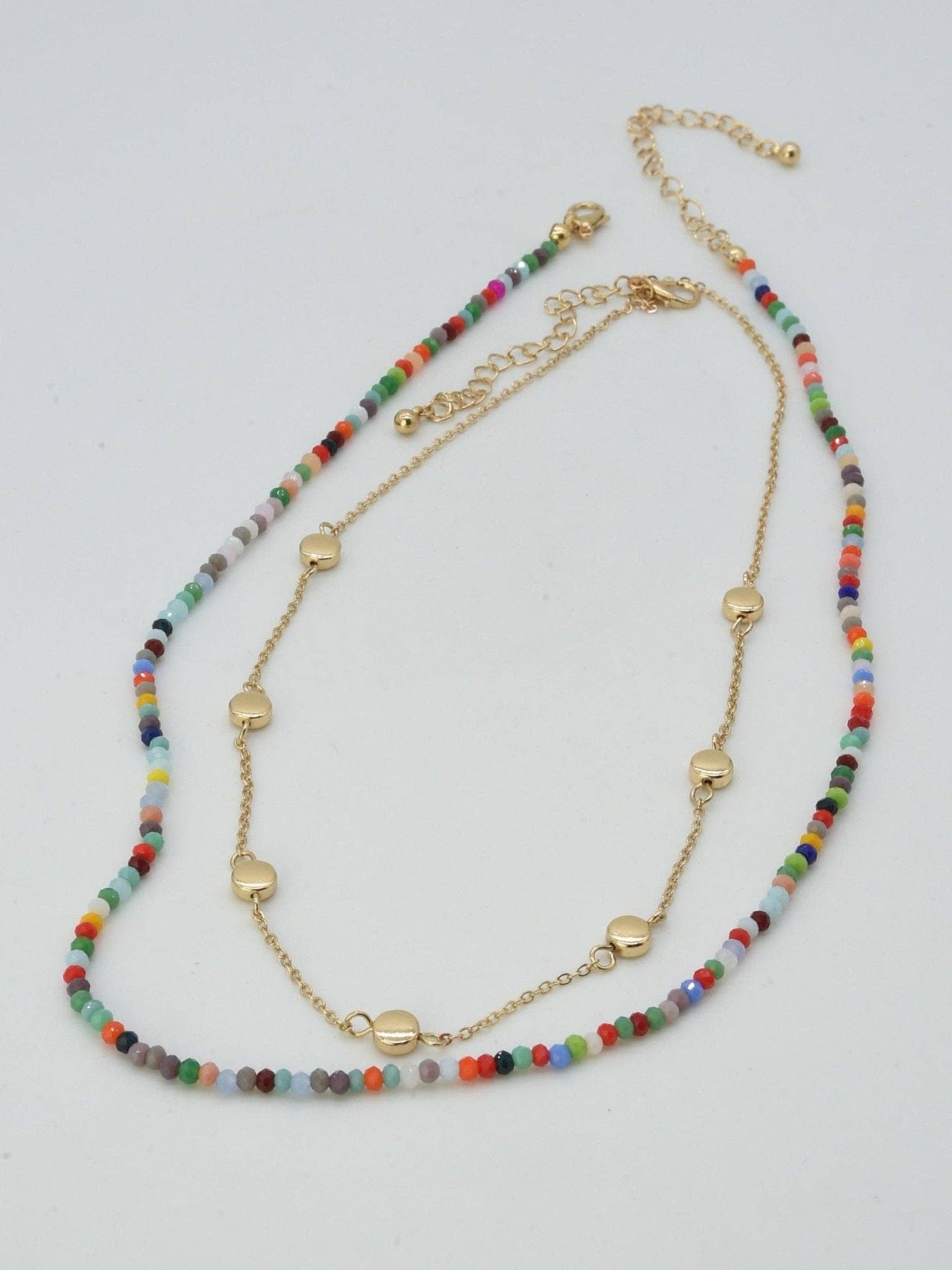 CN4404 2 Piece Chain and Glass Bead Necklace
