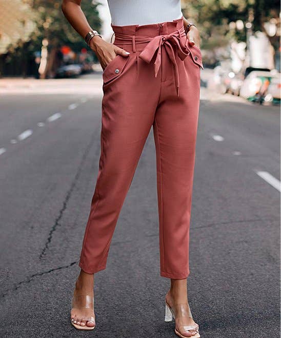 SZ1-P6016 Paperbag Trouser Pants with Button details