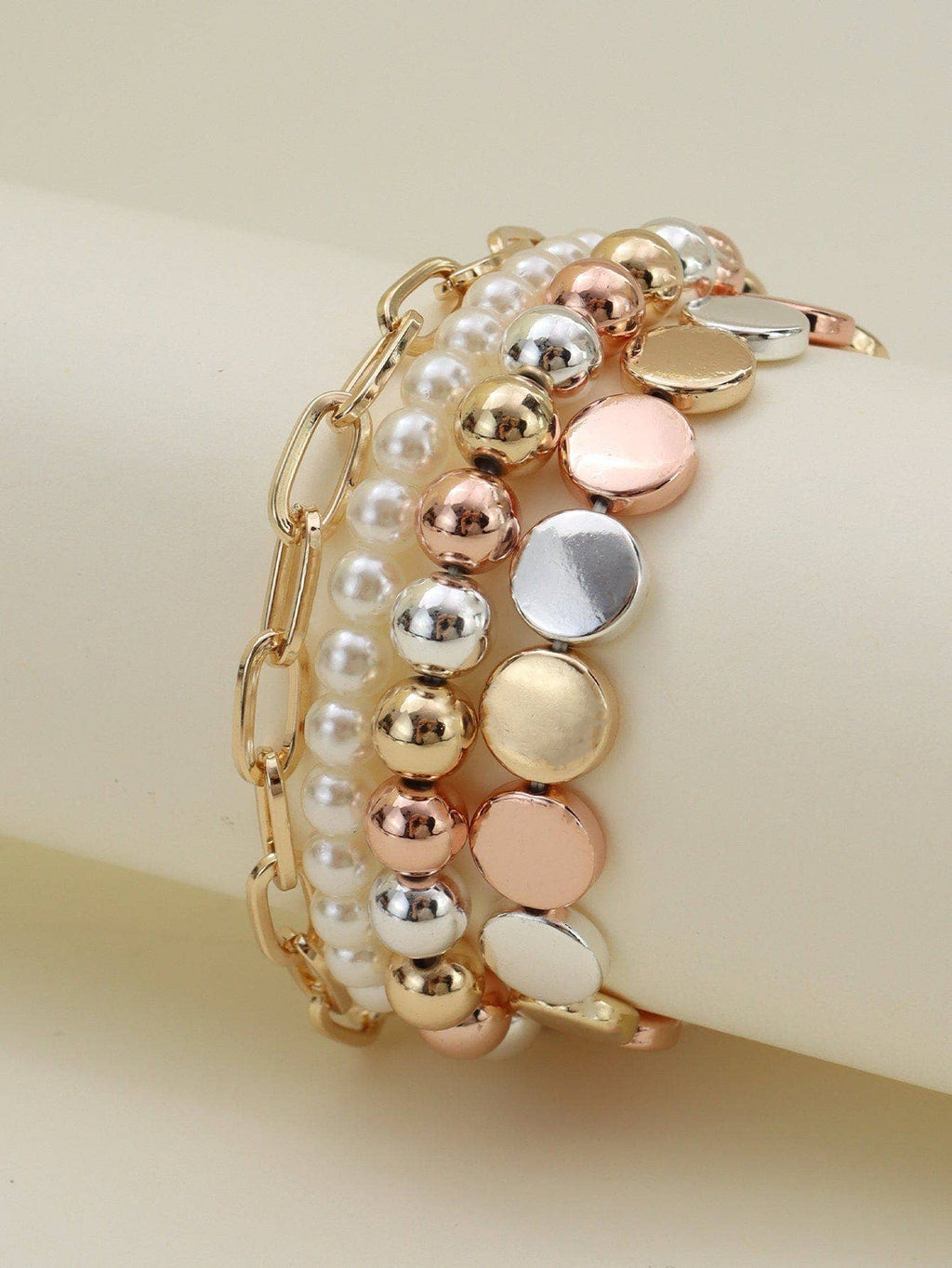 Multi Pearl Chain Bracelet Jewelry Set