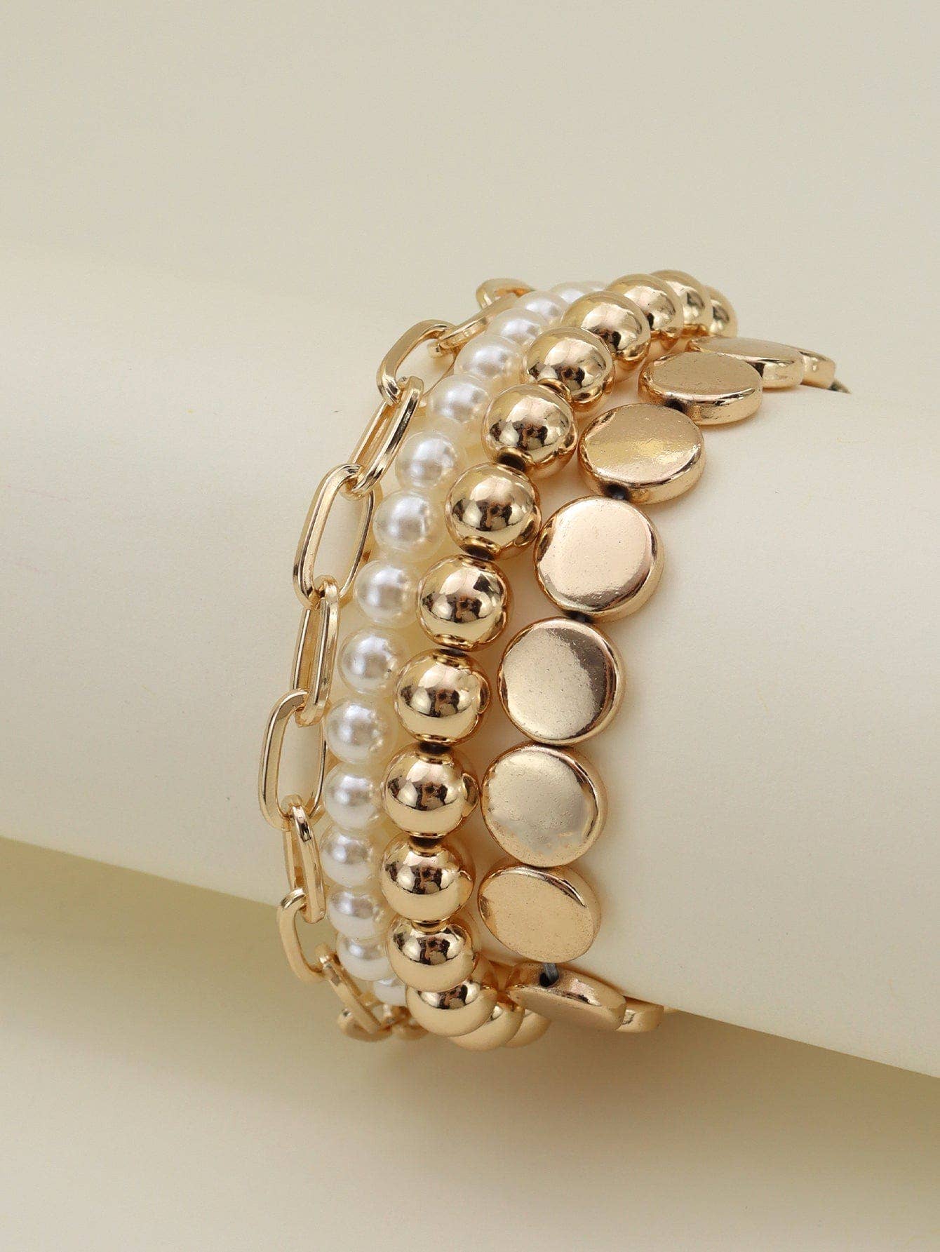 Multi Pearl Chain Bracelet Jewelry Set