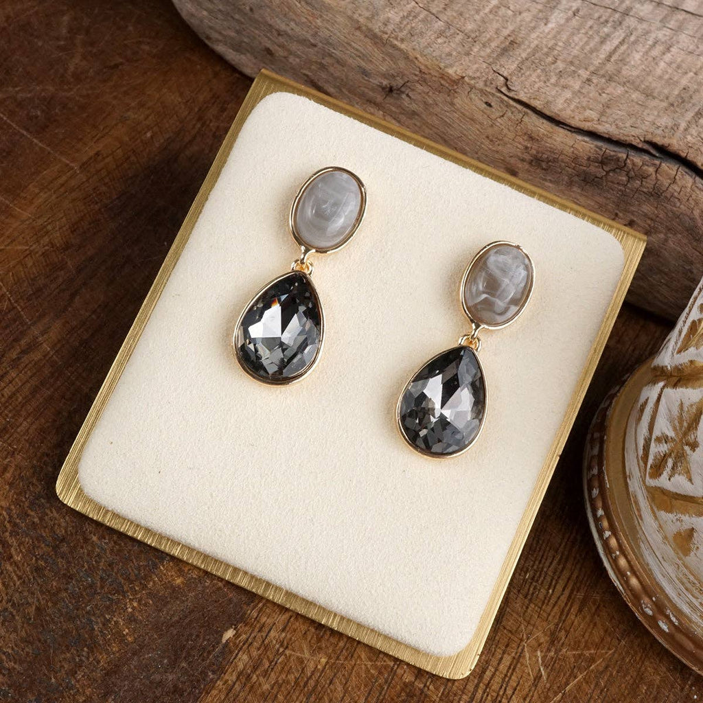 Moonlit Grace – Classic Teardrop Jeweled Statement Earrings