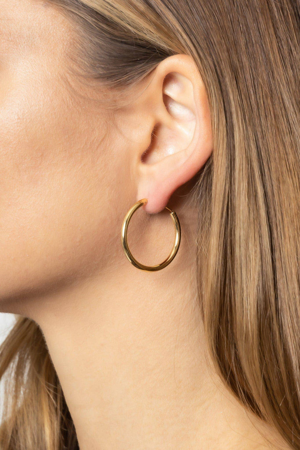 14K Gold Metal Endless Hoop Earrings